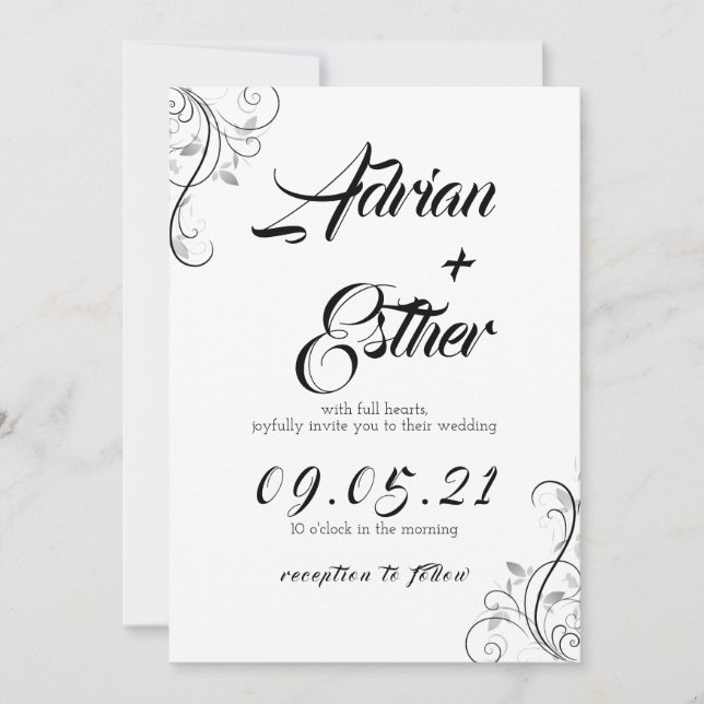 Minimal wedding invitation card inbjudningar (Framsida)