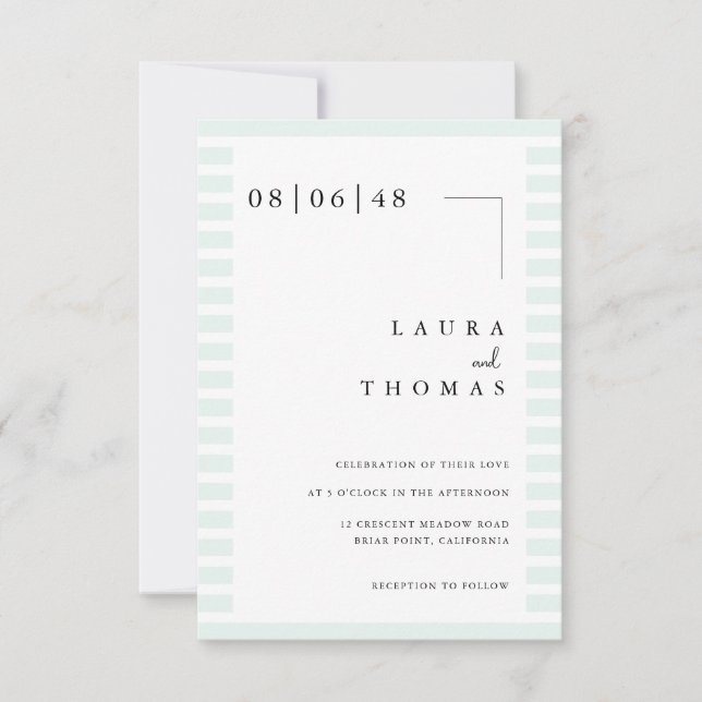 Minimal Wedding Invitation Card with Stripe Border Inbjudningar (Framsida)