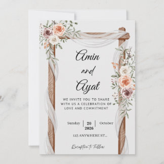  Minimal Wedding Invitation Template | Classic Scr Julkort