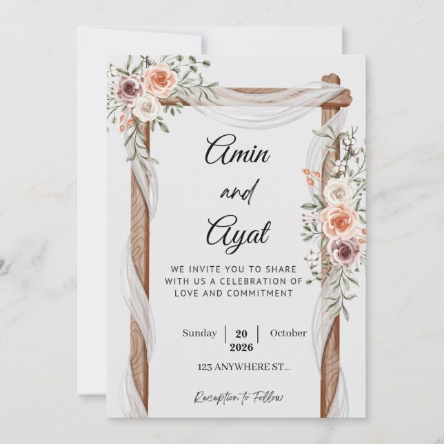  Minimal Wedding Invitation Template | Classic Scr Julkort (Framsida)