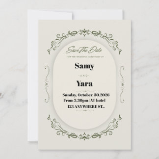 Minimal Wedding Invitation Template | Classic Scri Julkort