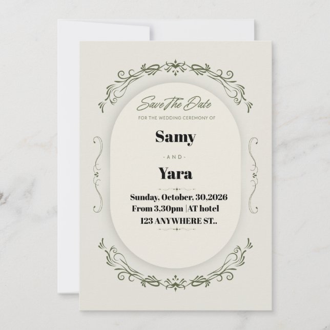 Minimal Wedding Invitation Template | Classic Scri Julkort (Framsida)