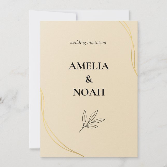 Minimal Wedding Invitation Template – Elegant  Inbjudningar (Framsida)