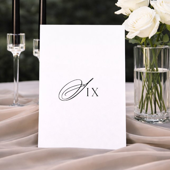 Minimal Wedding Table Number Six Sign Inbjudningar (Skapare uppladdad)