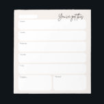 Minimal Weekly Planner Notepad Anteckningsblock<br><div class="desc">Organize your week with calm, clarity, and gentle encouragement. This minimal, neutral weekly planner notepad is designed for a focused, balanced week. Each page provides space for Monday through Friday, a dedicated weekend section, a priorities box, and a flexible header to write the week, month, or even a personal note....</div>