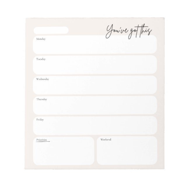 Minimal Weekly Planner Notepad Anteckningsblock (Framsida)