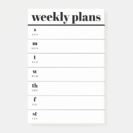 Minimal Weekly Planner Sticky Notes Pad Post-it Block