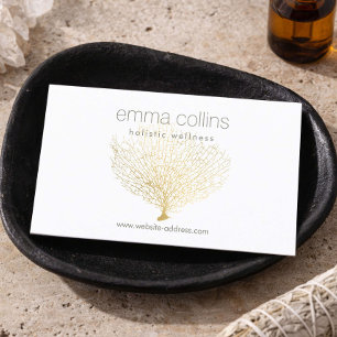 Minimal Wellness Coach Neutral Guld Design Visitkort