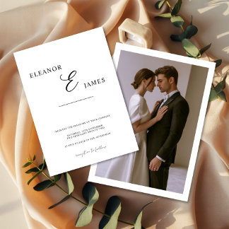 Minimal White and Black Wedding Invitation card Inbjudningar