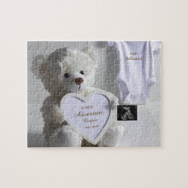 Minimal White Bear Pregnancy announcement  Pussel (Horisontell)