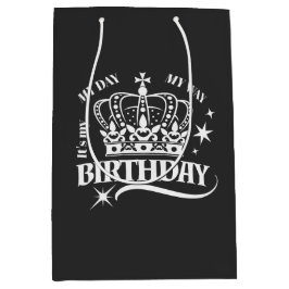 Minimal White Crown Birthday Typography Black
