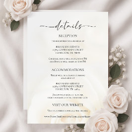 Minimal White Rose Wedding Details Enclosure Card OSA Kort