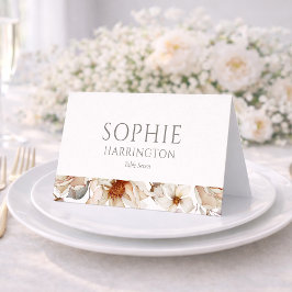 Minimal White Wedding Place Card Kort