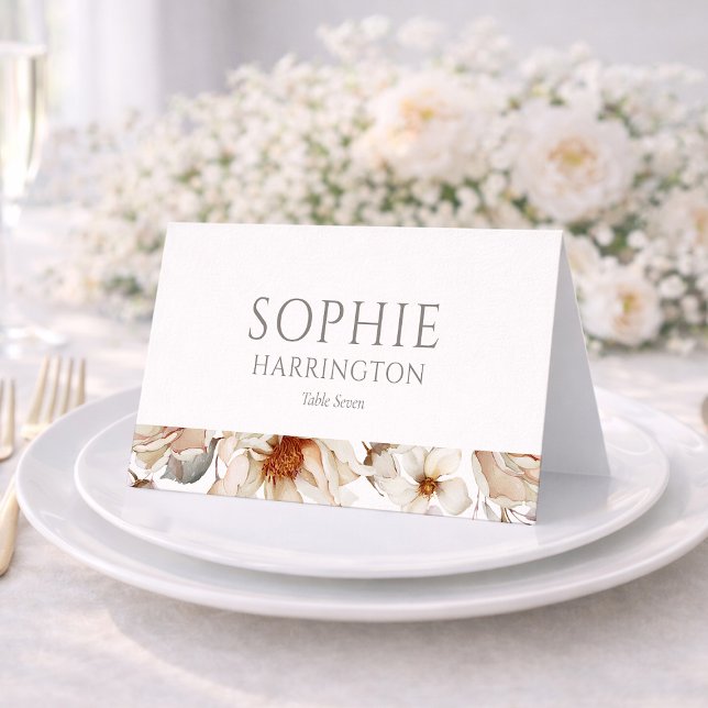 Minimal White Wedding Place Card  Kort (Skapare uppladdad)