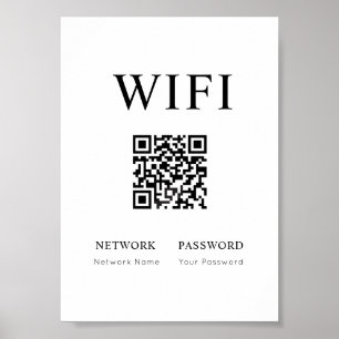 Minimal WiFi-lösenordssignering med QR-kod Poster