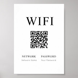 Minimal WiFi-lösenordssignering med QR-kod Poster