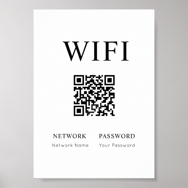 Minimal WiFi-lösenordssignering med QR-kod Poster (Framsidan)