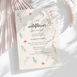 Minimal WildblomBeige Boho Blommigt Baby Shower Inbjudningar
