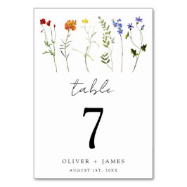 Minimal Wildblomma LGBTQ Gay pride Blommigt Bröllo Bordsnummer