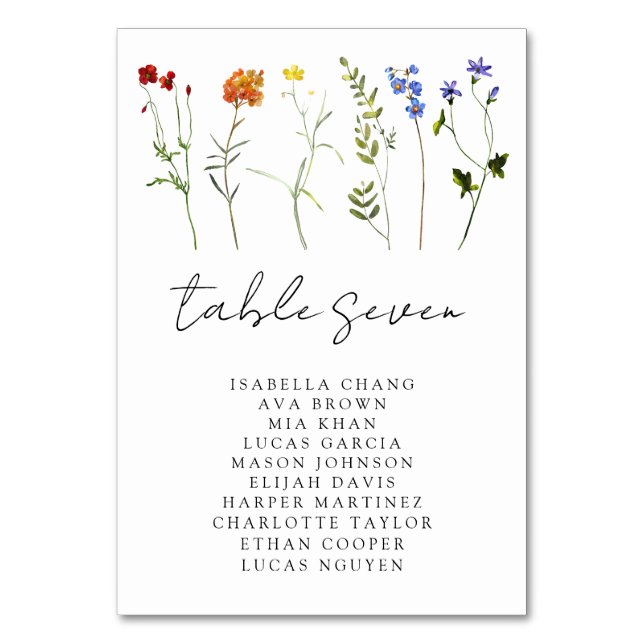 Minimal Wildblomma LGBTQ Gay pride Blommigt Bröllo Bordsnummer (Framsidan)