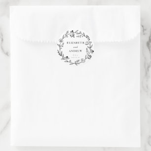 Minimal Wildblomma Pröllopet-favoritpåsar Runt Klistermärke