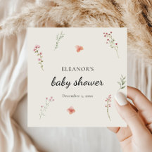 Minimal Wildblommor Boho Baby Shower