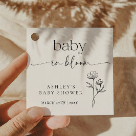 Minimal Wildflower Baby Shower Invitation Gåvor Etiketter