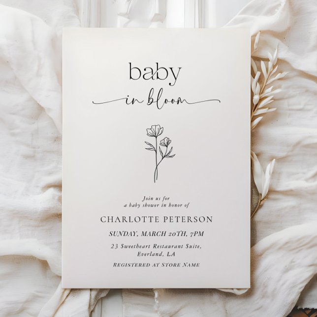 Minimal Wildflower Baby Shower Invitation Inbjudningar (Skapare uppladdad)