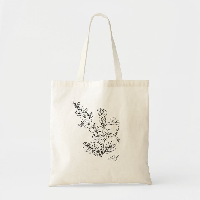 Minimal Wilf Flowers, bohemiam minimum Tote Bag Tygkasse (Framsidan)