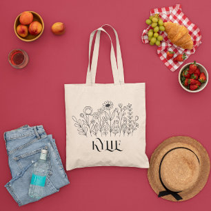 Minimal Wilf Flowers, bohemiam minimum Tote Bag Tygkasse
