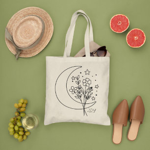 Minimal Wilf Flowers, bohemiam minimum Tote Bag Tygkasse