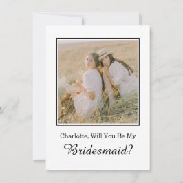 Minimal Will You Be My Bridesmaid Photo Card Kort