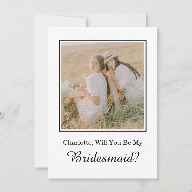 Minimal Will You Be My Bridesmaid Photo Card Kort (Framsida)