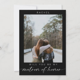 Minimal Will you be my Matron of Honor Photo Chic  Inbjudningar