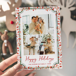 Minimal Winter Berries Glad helg 3 Photo Julkort