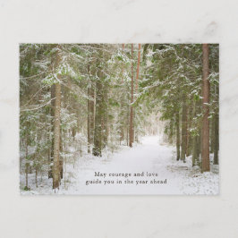 Minimal Winter Forest Path, New Year Helg Vykort