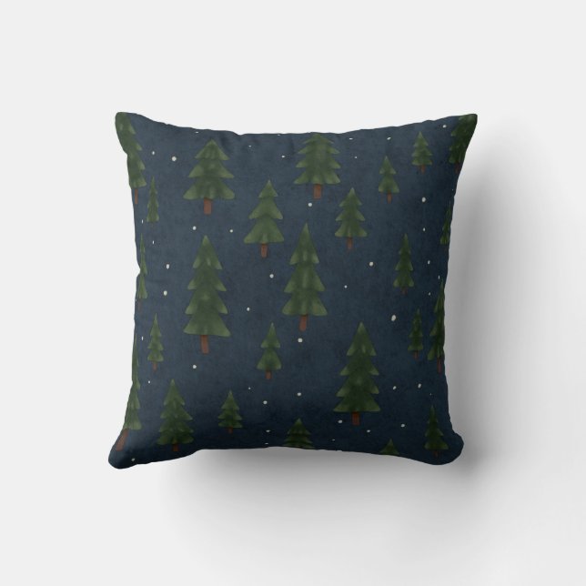 Minimal Winter Pine Tree Pattern Throw Pillow Kudde (Baksida)