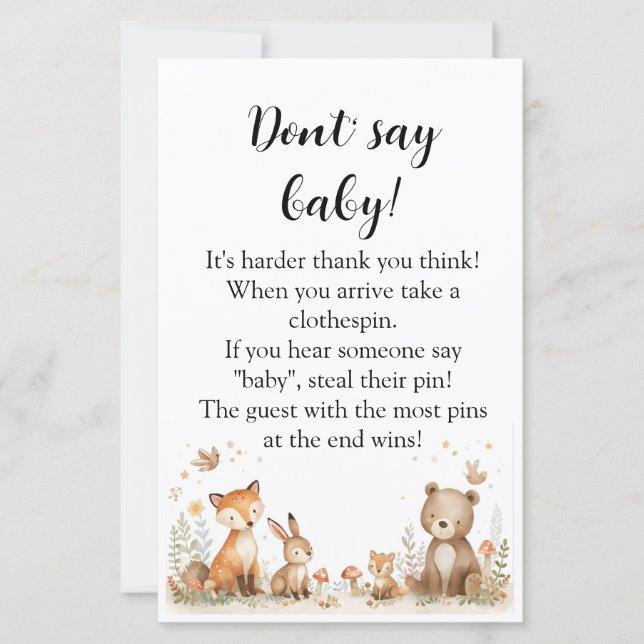 Minimal Woodland Animals Baby Shower Game (Framsida)