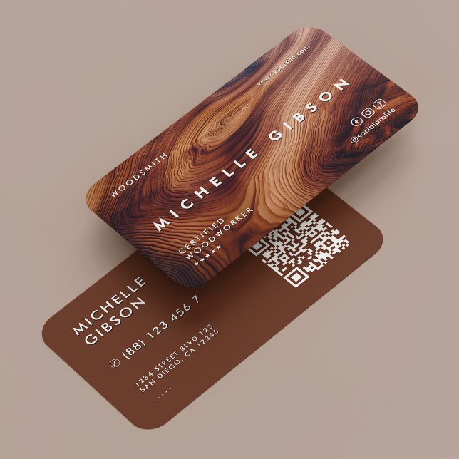 Minimal Woodworking Carpenter Teak Wood Modern Visitkort (Minimal Woodworker Carpenter Teak Wood Modern Business Card
)
