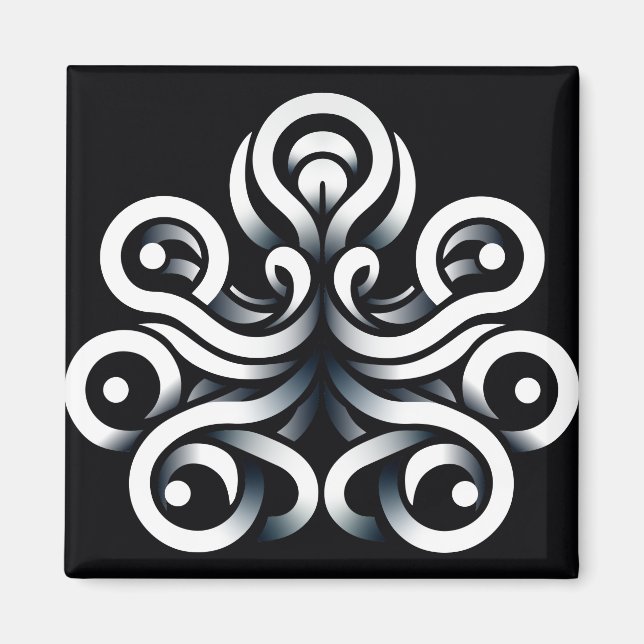 Minimal Zen Sakral Geometrisk Mandala Abstrakt Magnet (Framsidan)