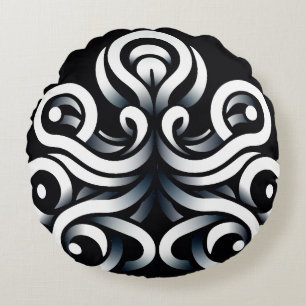 Minimal Zen Sakral Geometrisk Mandala Abstrakt Rund Kudde
