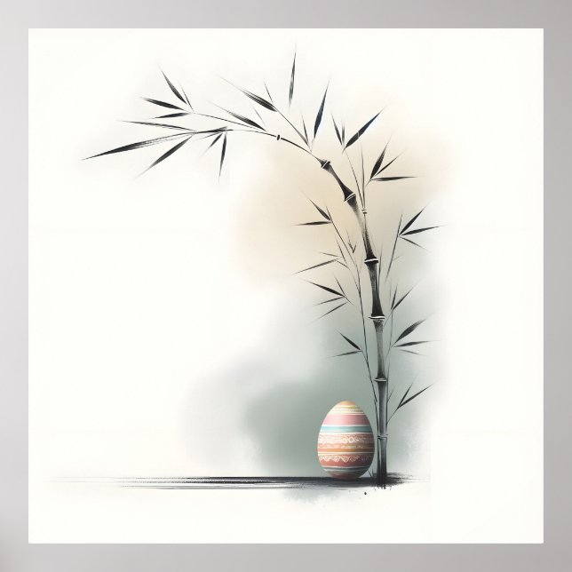 Minimal Zen Spring Bamboo Easter Egg Poster (Framsidan)