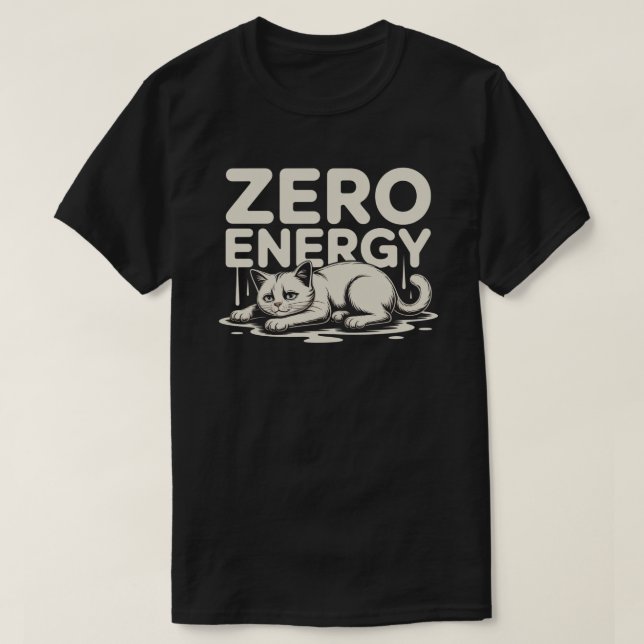 Minimal Zero Energy Cat Design T Shirt (Design framsida)