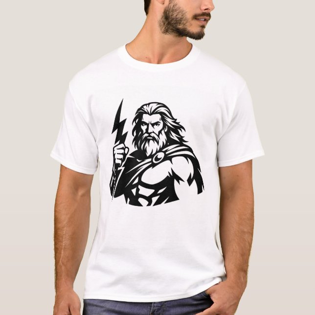 Minimal Zeus i svart och vitt T Shirt (Framsida)