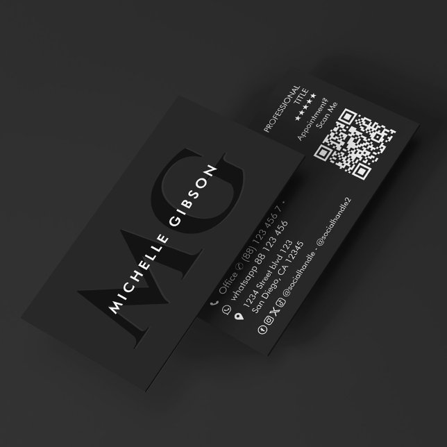 Minimala begynnelsebokstäver Svart marknadsförings Visitkort (Minimal Initials Black Marketing Professional Business Card
)