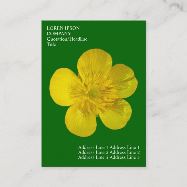 Minimala blommor - Smörblomma - Djupgräsgrön Visitkort (Framsida)