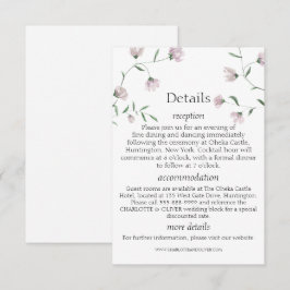 Minimala Bröllopsdetaljkort med Rosa Blommor Tilläggskort