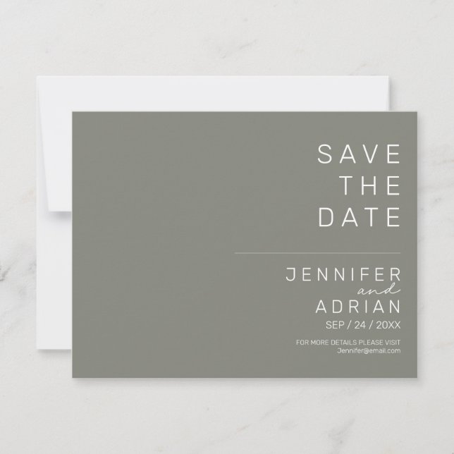 Minimala bröllopskort för Save the Date (Framsida)
