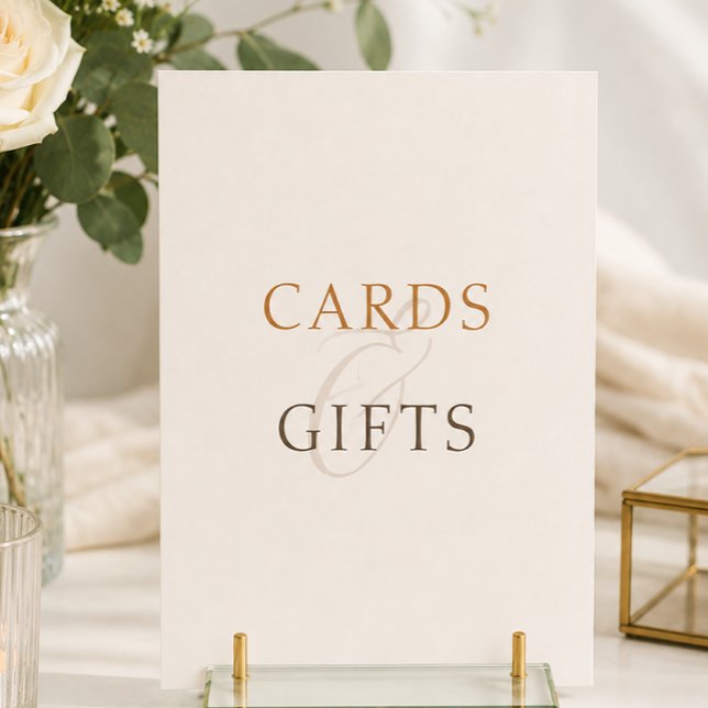 Minimala bruna kortbräde för bröllopsgåvor (Minimal Cocoa Brown Cards Gifts Wedding Table Sign)