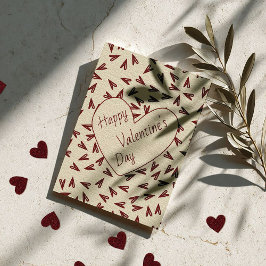 Minimala Burgunder & Crème Hjärtan Alla Hjärtans D Julkort